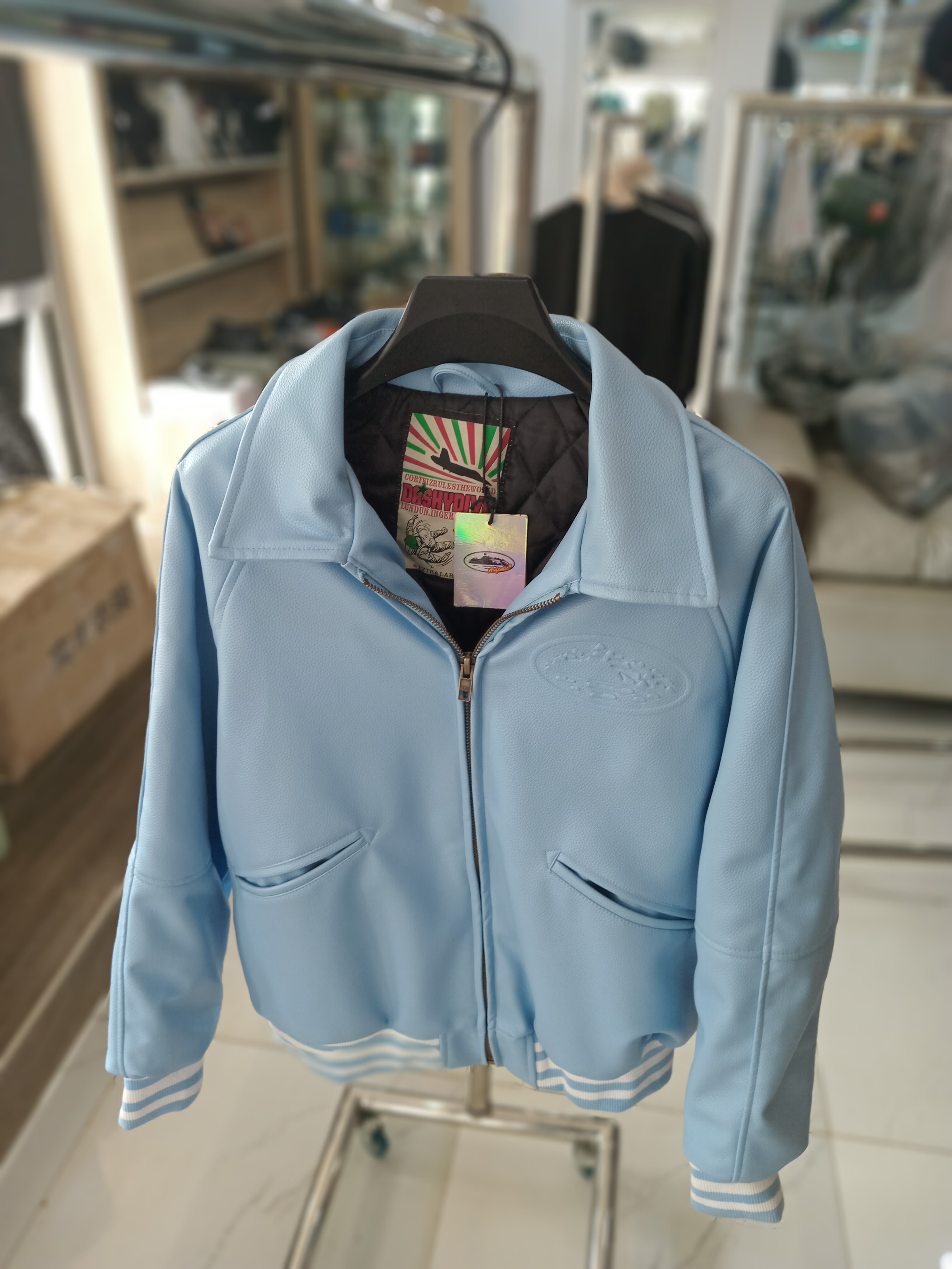 Varsity-Style Leather Jacket